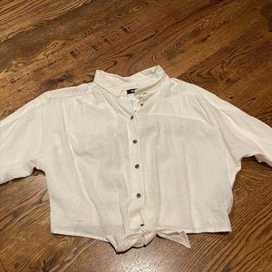 BDG button up crop tie top